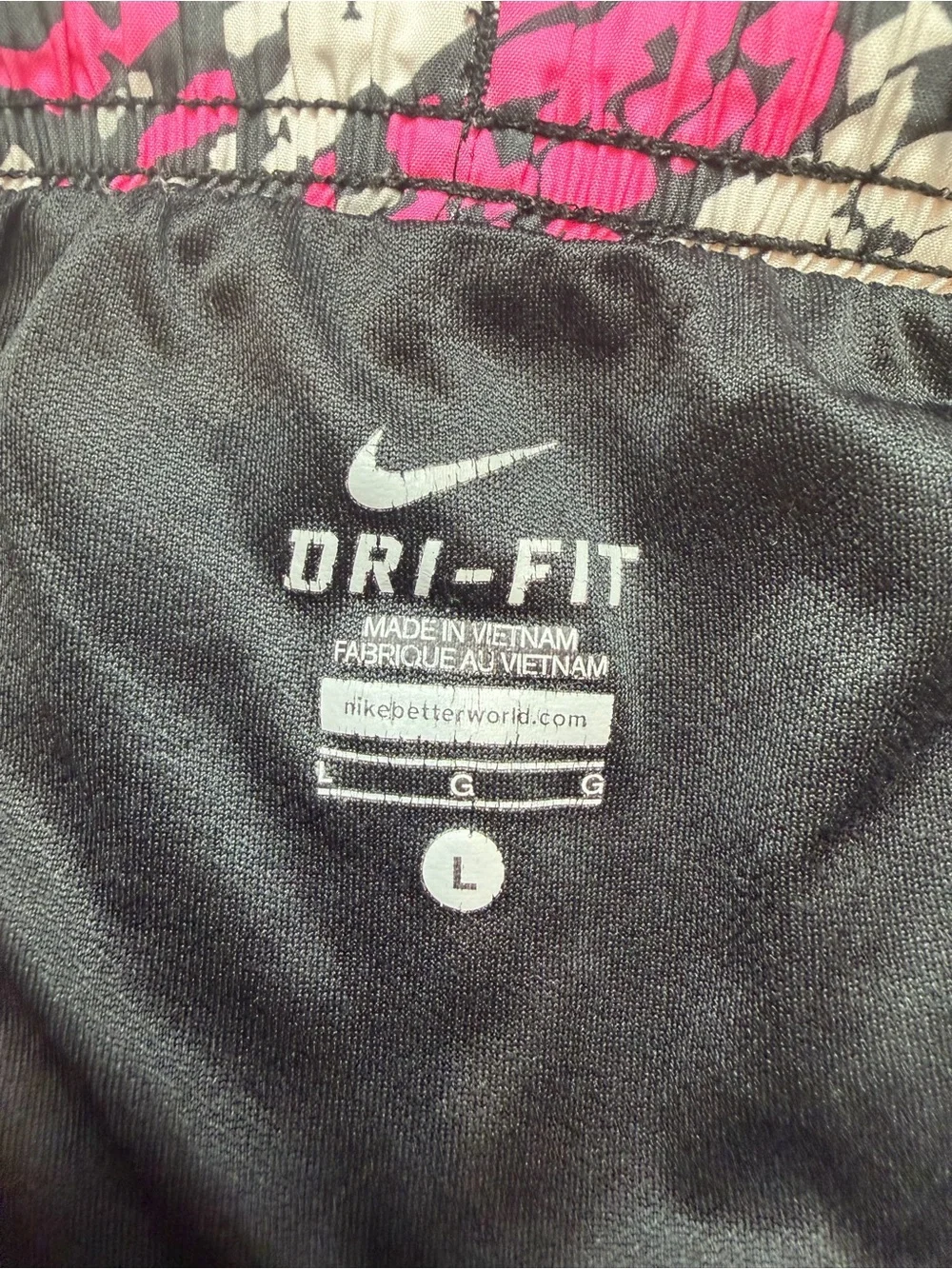 Nike Dri-FIT Women’s Running Shorts Size Large Pink Black Athletic